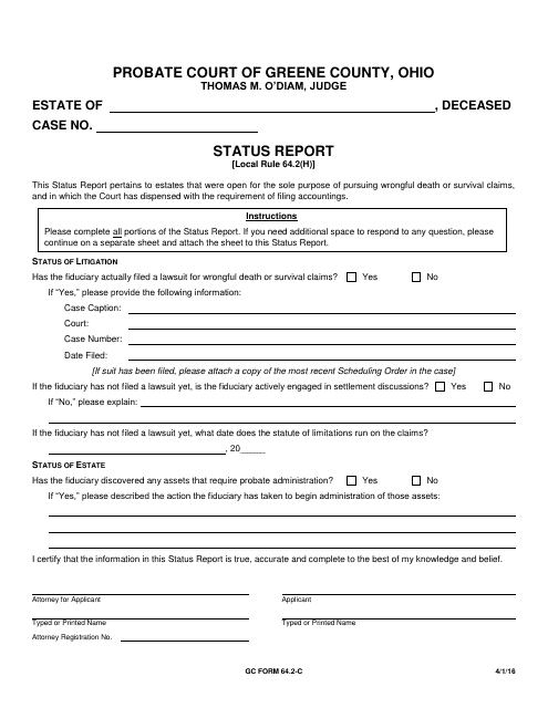 GC Form 64.2-C Status Report - Greene County, Ohio