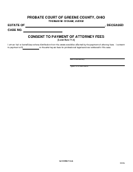 Document preview: GC Form 71.2-E Consent to Payment of Attorney Fees - Greene County, Ohio
