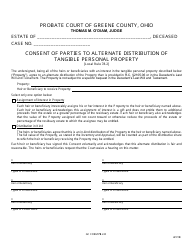 Document preview: GC Form 78.2-C Consent of Parties to Alternate Distribution of Tangible Personal Property - Greene County, Ohio