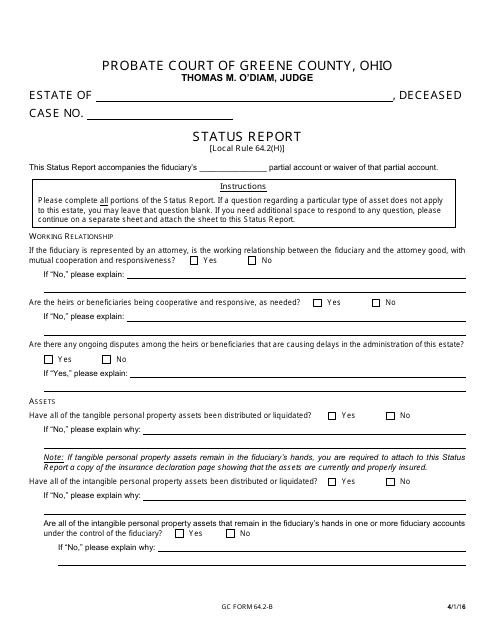 GC Form 64.2-B Status Report - Greene County, Ohio