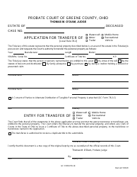 Document preview: GC Form 78.2-B Application for Transfer of Watercraft Etc. - Greene County, Ohio