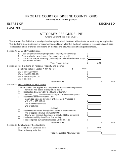 GC Form 71.2-C Attorney Fee Guideline - Greene County, Ohio