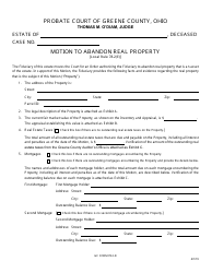 Document preview: GC Form 78.2-D Motion to Abandon Real Property - Greene County, Ohio