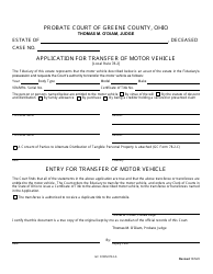 Document preview: GC Form 78.2-A Application for Transfer of Motor Vehicle - Greene County, Ohio