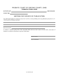 Document preview: GC Form 106.2-E Motion for Service by Publication - Greene County, Ohio