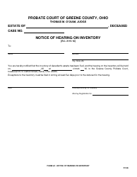 Document preview: Form 6.3 Notice of Hearing on Inventory - Greene County, Ohio