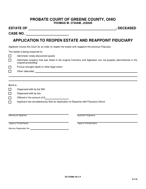 GC Form 100.1-F  Printable Pdf