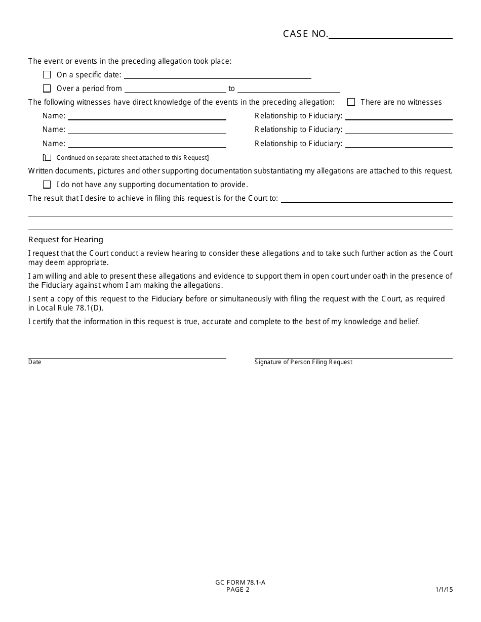GC Form 78.1-A Request for Review Hearing - Estate Administration - Greene County, Ohio, Page 2