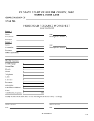Document preview: GC Form 66.2-A Household Resource Worksheet - Greene County, Ohio