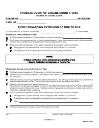 Document preview: GC Form 56.1-B Entry Regarding Extension of Time to File - Greene County, Ohio