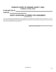 Document preview: GC Form 71.5-B Entry Approving Attorney Fee Agreement - Greene County, Ohio