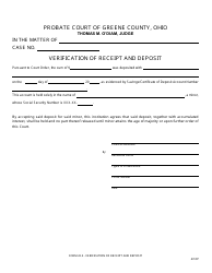 Document preview: Form 22.3 Verification of Receipt and Deposit - Greene County, Ohio