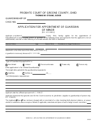 Document preview: Form 16.0 Application for Appointment of Guardian of Minor - Greene County, Ohio