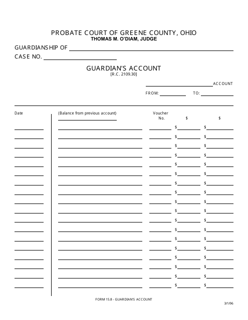 Form 15.8 Guardian's Account - Greene County, Ohio