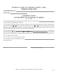 Document preview: Form 16.5 Judgment Entry Appointment of Guardian of Minor - Greene County, Ohio