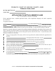 Document preview: Form 22.0 Application to Settle a Minor's Claim - Greene County, Ohio