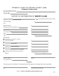 Document preview: Form 22.4 Report of Distribution of Minor's Claim - Greene County, Ohio