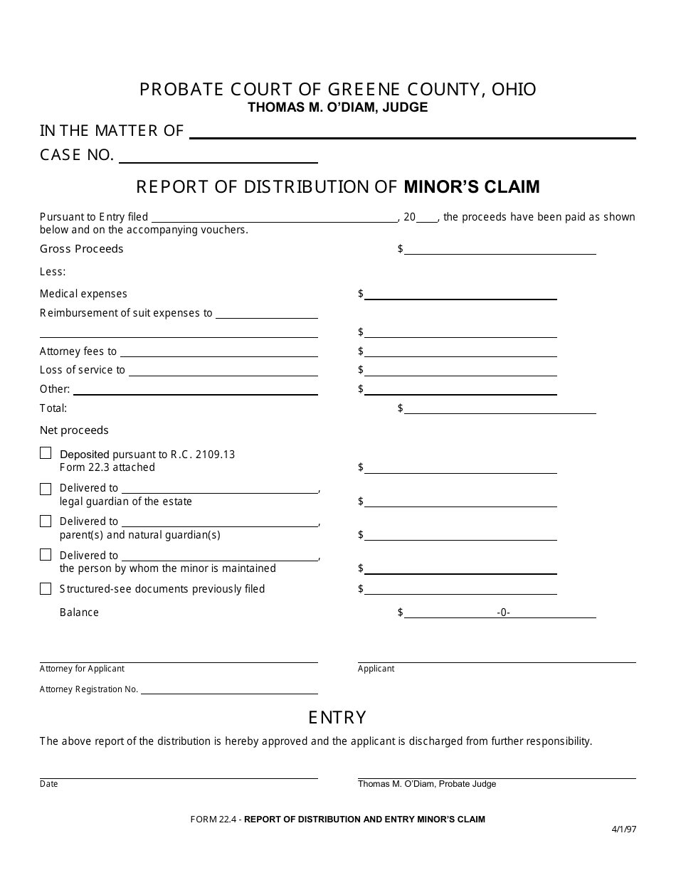 Form 22.4 - Fill Out, Sign Online And Download Fillable Pdf, Greene 