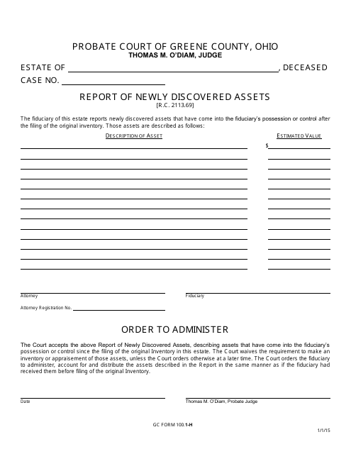 GC Form 100.1-H  Printable Pdf