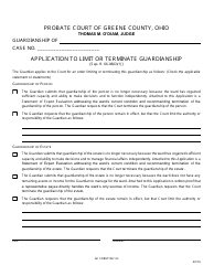 Document preview: GC Form 104.1-D Application to Limit or Terminate Guardianship - Greene County, Ohio