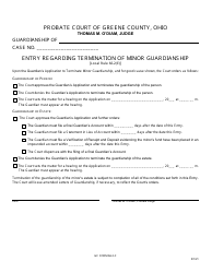 Document preview: GC Form 66.2-C Entry Regarding Termination of Minor Guardianship - Greene County, Ohio