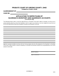 Document preview: GC Form 66.1-K Application to Defer Filing of Guardian's Inventory and Guardian's Accounts - Greene County, Ohio