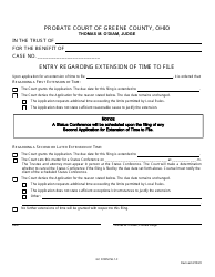 Document preview: GC Form 56.1-F Entry Regarding Extension of Time to File - Trusts - Greene County, Ohio