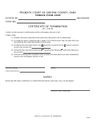 Document preview: Form 13.6 Certificate of Termination - Greene County, Ohio