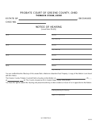 Document preview: GC Form 78.2-E Notice of Hearing - Greene County, Ohio