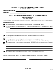 Document preview: GC Form 104.1-E Entry Regarding Limitation or Termination of Guardianship - Greene County, Ohio
