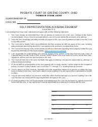 Document preview: GC Form 75.1 Self-representation Acknowledgment - Guardianship - Greene County, Ohio