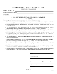 Document preview: GC Form 75.1 Self-representation Acknowledgment - Trusts - Greene County, Ohio