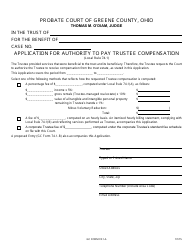 Document preview: GC Form 74.1-A Application for Authority to Pay Trustee Compensation - Greene County, Ohio