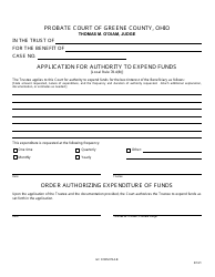 Document preview: GC Form 78.4-B Application for Authority to Expend Funds - Greene County, Ohio