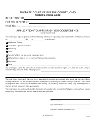 Document preview: GC Form 53.3-A Application to Appear by Videoconference - Trusts - Greene County, Ohio