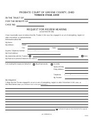 Document preview: GC Form 78.1-A Request for Review Hearing - Trusts - Greene County, Ohio