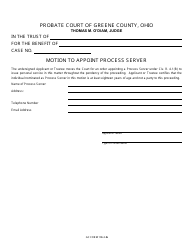 Document preview: GC Form 106.2-G Motion to Appoint Process Server - Trusts - Greene County, Ohio