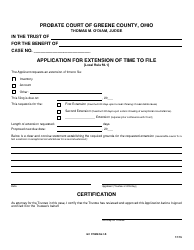 Document preview: GC Form 56.1-E Application for Extension of Time to File - Greene County, Ohio