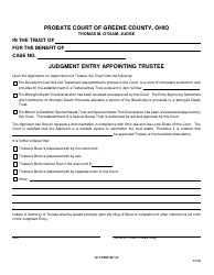 Document preview: GC Form 105.1-D Judgment Entry Appointing Trustee - Greene County, Ohio