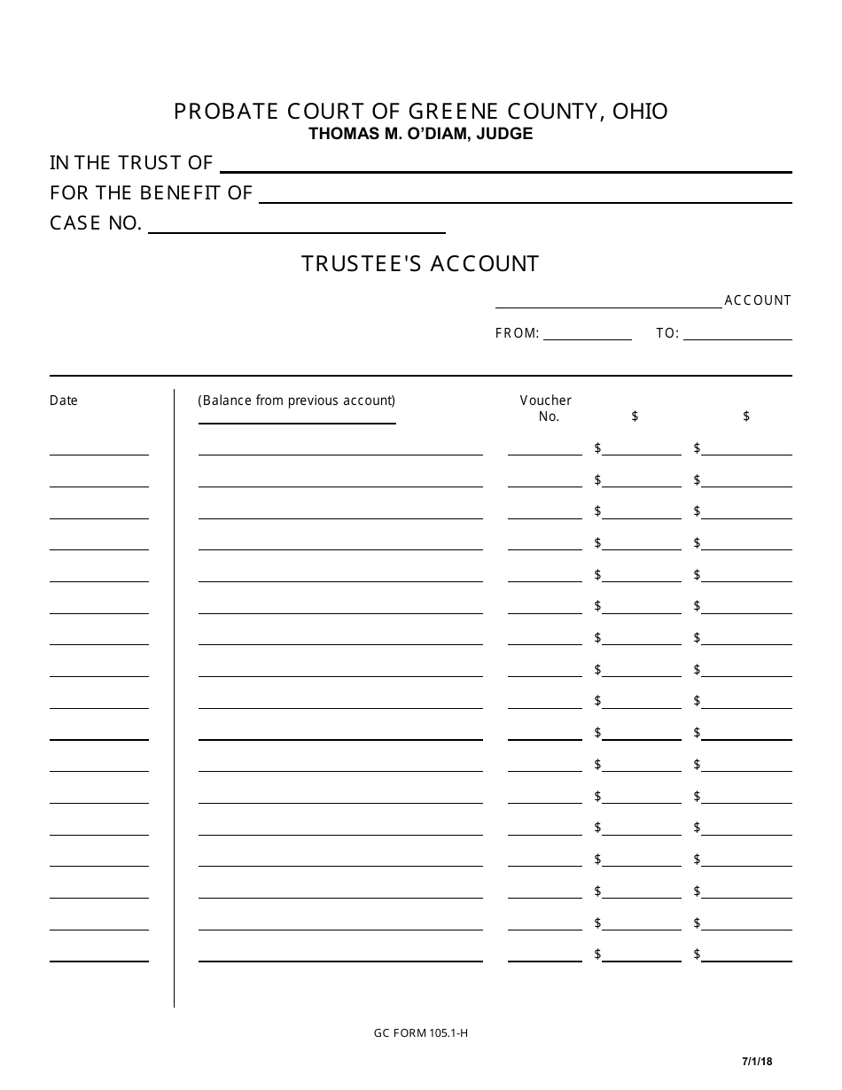 GC Form 105.1-H Trustees Account - Greene County, Ohio, Page 1