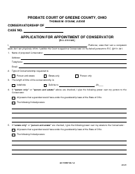 Document preview: GC Form 104.7-A Application for Appointment of Conservator - Greene County, Ohio