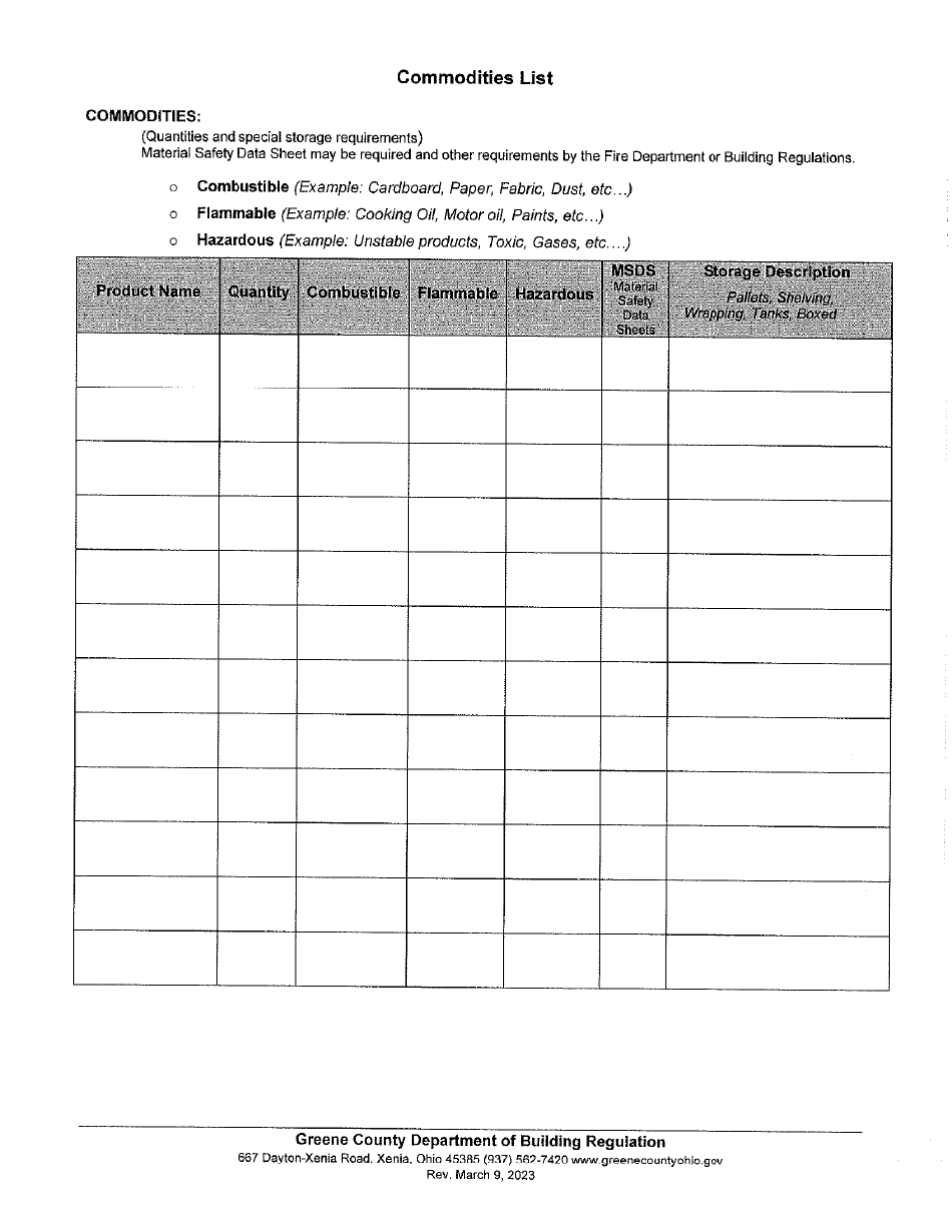 Change of Occupancy Worksheet - Greene County, Ohio, Page 5