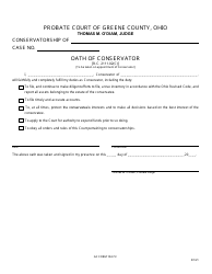 Document preview: GC Form 104.7-F Oath of Conservator - Conservatorships - Greene County, Ohio