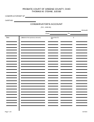 Document preview: Form 20.8 Conservator's Account - Greene County, Ohio