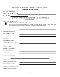 Document preview: GC Form 78.4-A Contact Information Form - Trust Actions - Greene County, Ohio