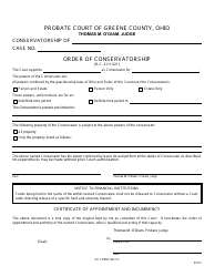 Document preview: GC Form 104.7-G Order of Conservatorship - Greene County, Ohio