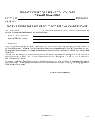 Document preview: GC Form 101.1-B Entry Appointing Safe Deposit Box Special Commissioner - Greene County, Ohio