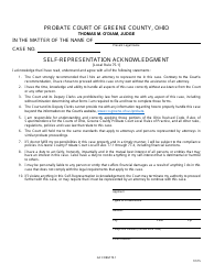 Document preview: GC Form 75.1 Self-representation Acknowledgment - Greene County, Ohio