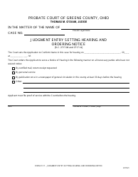 Document preview: Form 21.11 Judgment Entry Setting Hearing and Ordering Notice - Greene County, Ohio