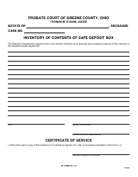 Document preview: GC Form 101.1-C Inventory of Contents of Safe Deposit Box - Greene County, Ohio